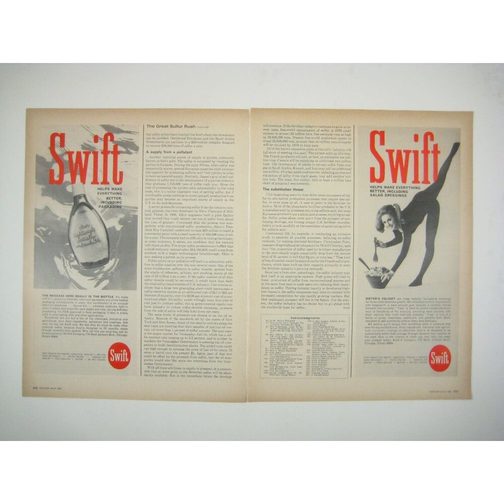 Vintage 1960s Swift Ad Print Helps Make Everything Better Salad Dressings Woman